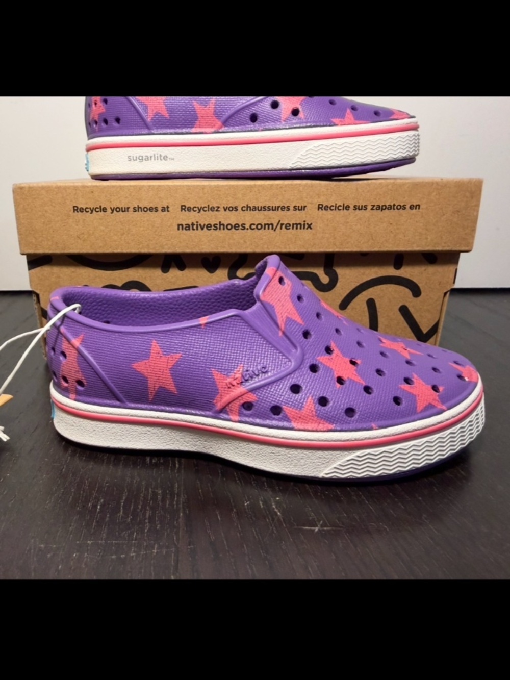 Native Miles Sugarlite Print Shoes Starfish Purple/Dazzle Star Toddlers C7